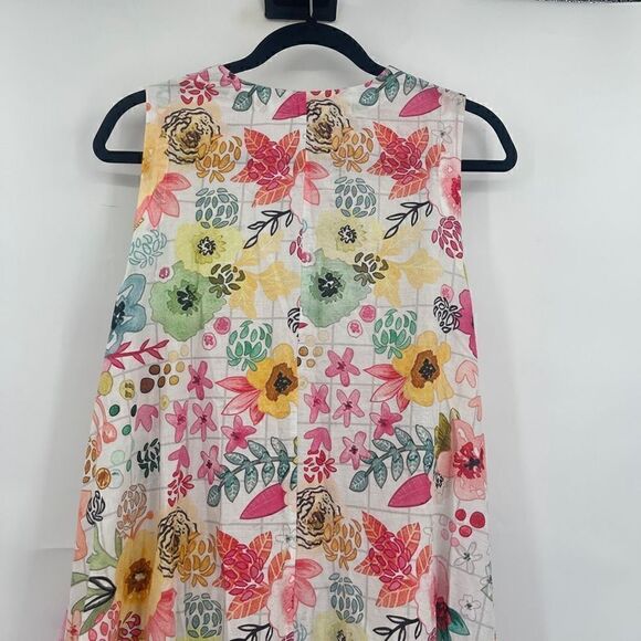 Khaadi Women's Multi-Color Floral Print Sleeveless Ruffles Hem Dress Size 10 - Picture 9 of 9